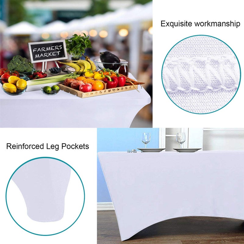 RELIANCER 1 Pack Stretch Spandex Table Covers for Rectangular Tables,4FT Elastic Fitted Tablecloth,Universal Rectangular Table Cloth Protector for Outdoor Party,Wedding,Bar,Birthday,Banquet,Events - Image 5